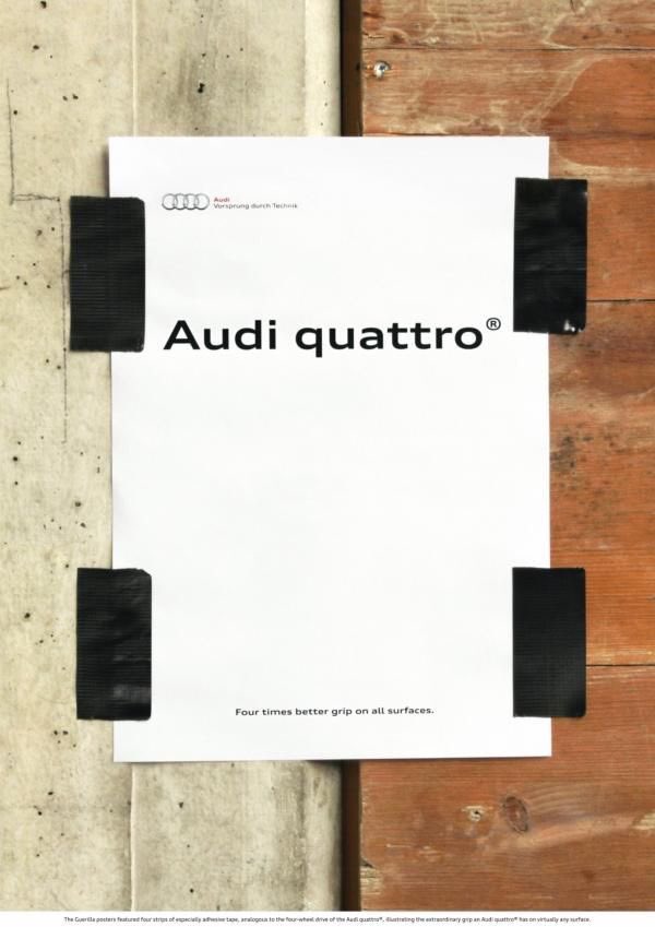 RidgewayAudi's tweet photo. Very creative ad from Audi. Audi quattro. Four times better grip on all surfaces. #marshallmoments https://t.co/5U5tlGPTNv