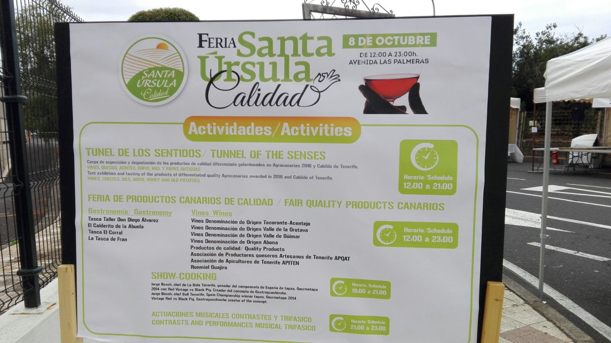 Aprocica's tweet photo. #SantaUrsula también está de fiesta..Te Esperamos.Ven y disfruta de la Feria @AytoSantaUrsula Calidad @pcSantaUrsula https://t.co/vhMtXYn7up