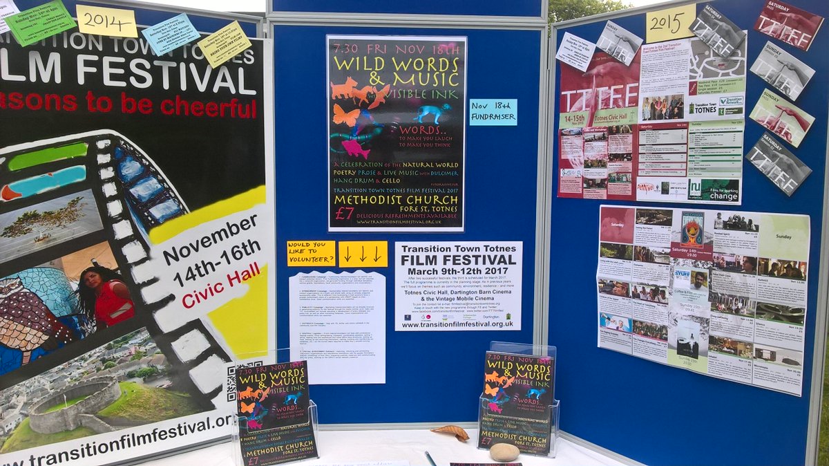 TTTfilmfest's tweet photo. Today we got to meet a few people and tell them about our 2017 #filmfestival at the fab @TotnesTen event. #TTTFF https://t.co/DK0oe4B2Y3