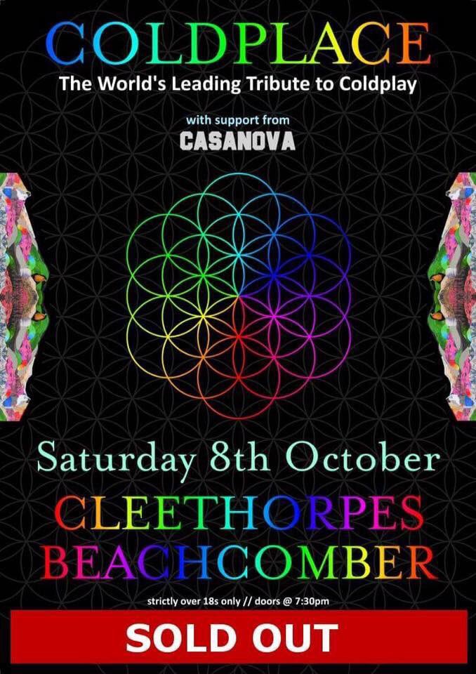 we_are_casanova's tweet photo. Supporting the number one @coldplay tribute band 'Coldplace' tonight to a sold out crowd at the #cleethorpes beachcomber. Stage time 20:30!! https://t.co/NF35feo5DE