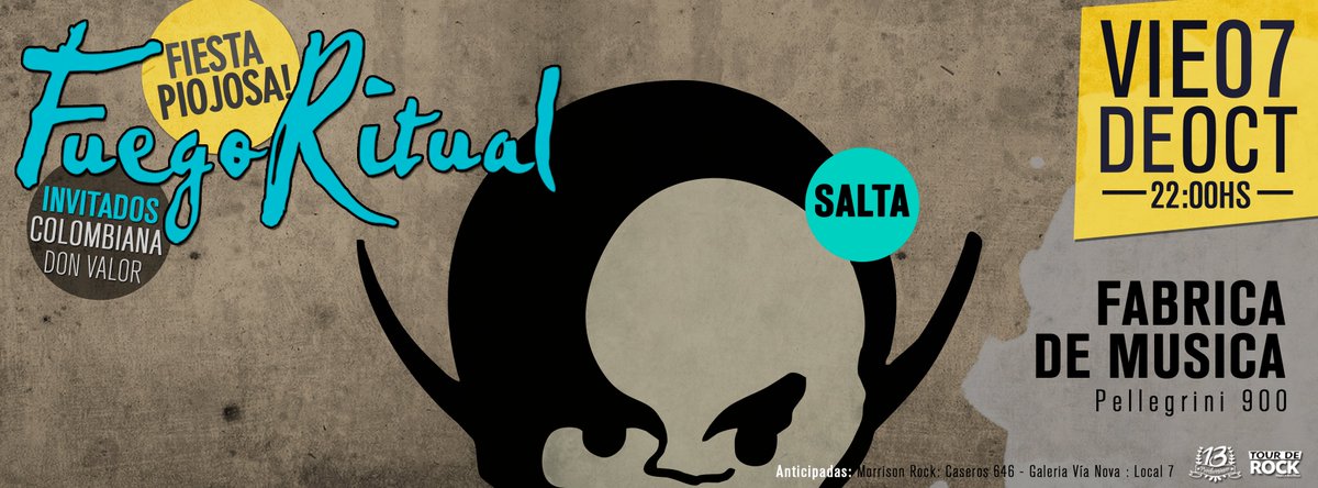 FuegoRitual87's tweet photo. Hoy desde las 22 hs, en #ZeppelinBar los esperamos para la #FiestaPiojosa, ¡por primera vez en Jujuy! Amigos invitados: #Colombiana. https://t.co/4oBi0QQh1c
