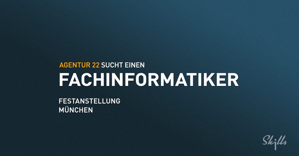 .<a href="/Agentur22/">Agentur 22</a> sucht einen #FACHINFORMATIKER  (Vollzeit) in #München. Mehr Infos: bit.ly/2dMsaxm