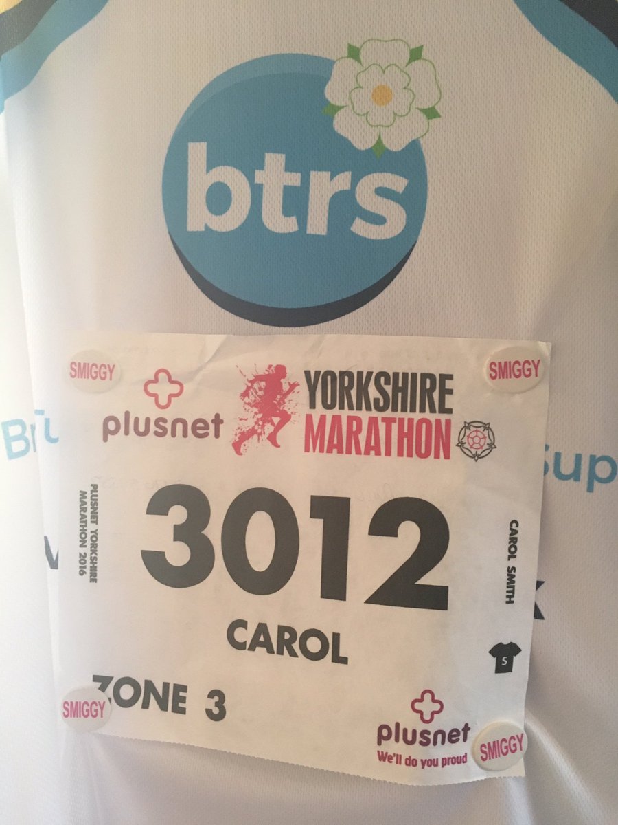 CarolSmith75's tweet photo. Obligatory running number pic @BTRSacrossYorks @RunYorkshire #marathon #26.2 #fundraising #FinalEvent #running #runchat https://t.co/Gg0DT7a66Q