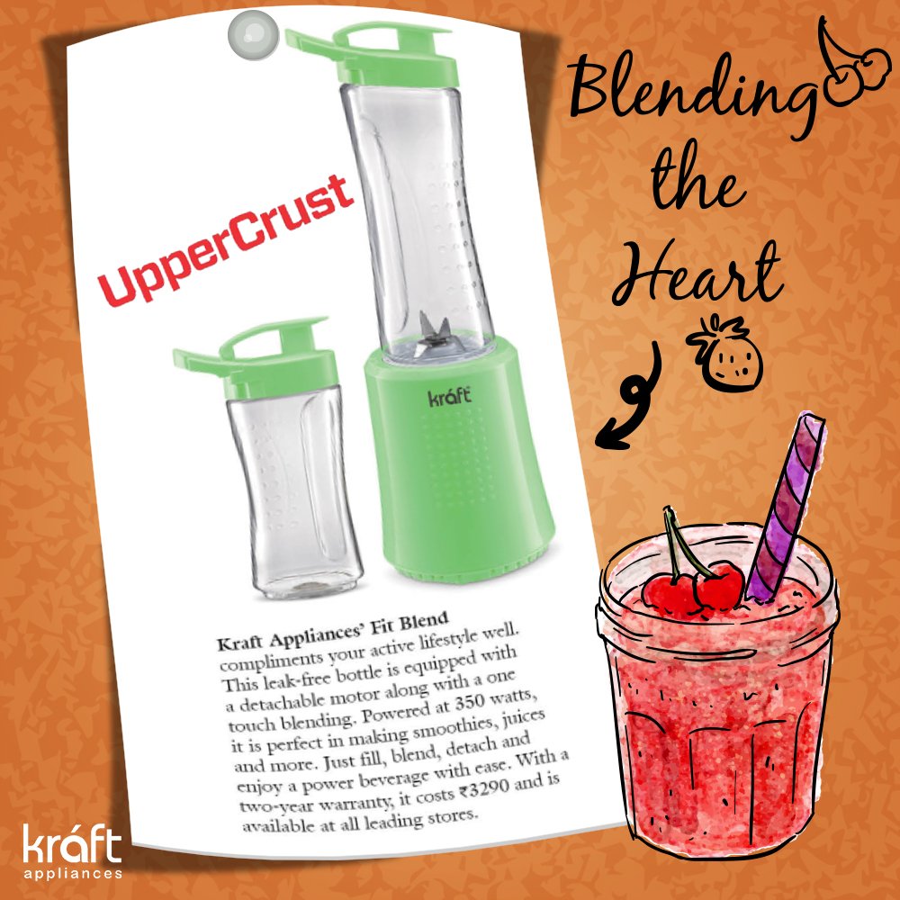 KraftAppliances's tweet photo. Glimpse of Kraft #Fitblend featured in UpperCrust India Magazine! #HappyMoment https://t.co/9Ht2mSVcbH