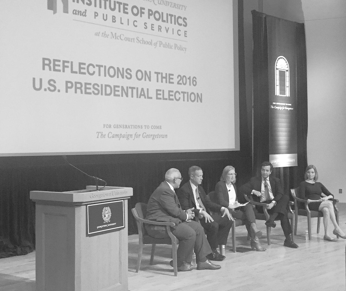 GUAlumni's tweet photo. .@MoElleithee on the chance to connect with voters in Town Hall format: "Such a huge opportunity -- fraught with peril." #GUforGenerations https://t.co/7fjwr3QSuE