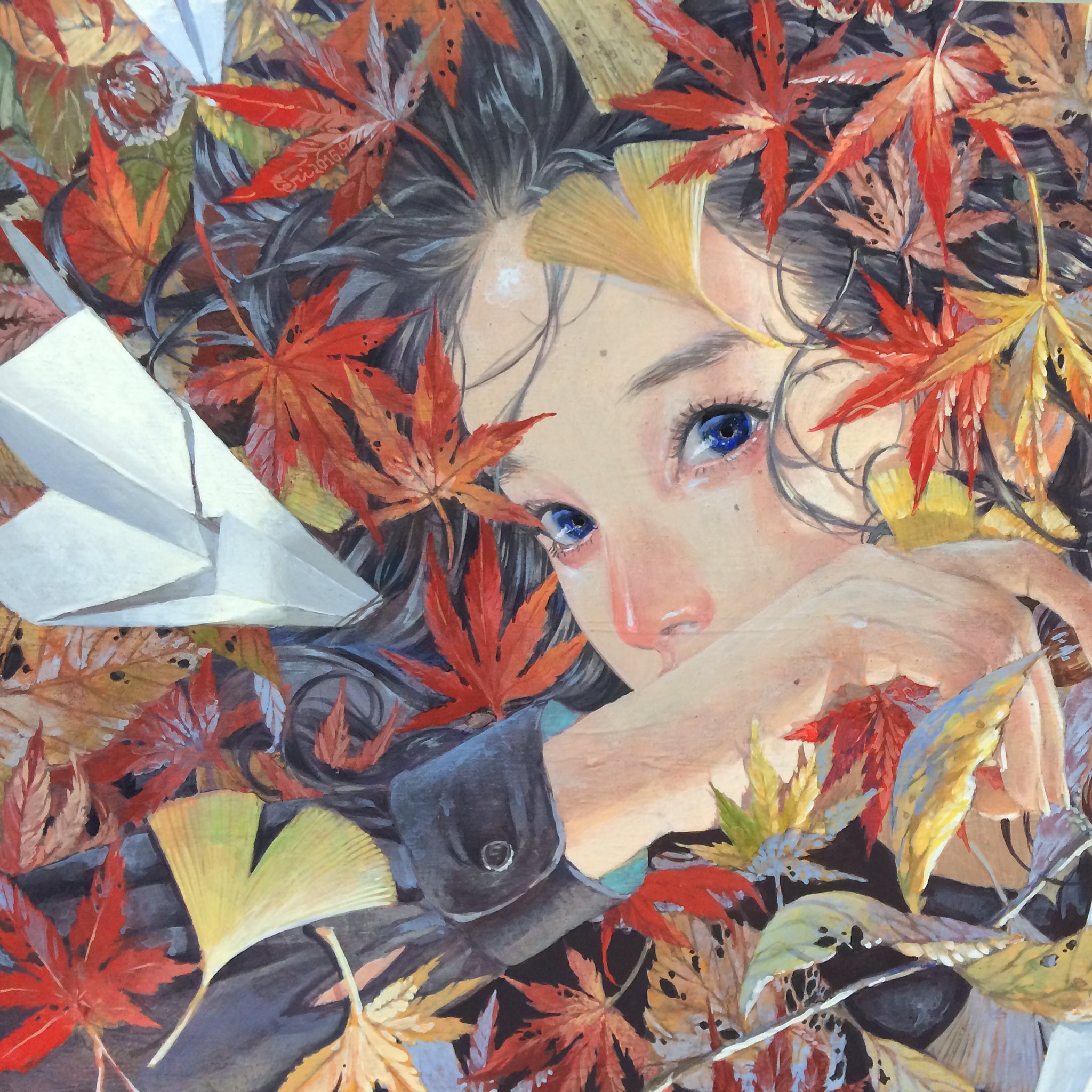sold out【no.03】アクリル画 絵画 アート 風景画 蝶 雲 原画
