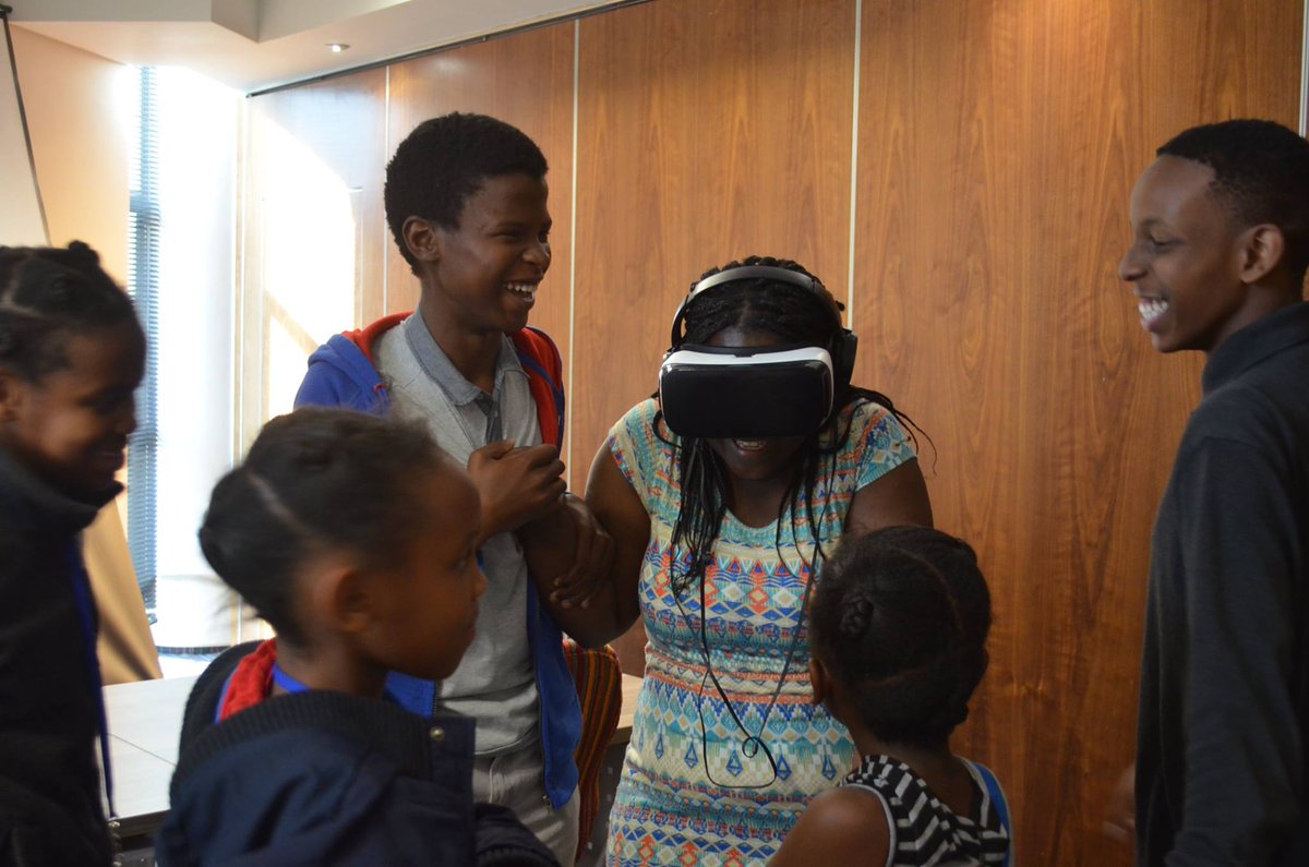 AMPGlobalTech's tweet photo. This is what we do it for. Kids in South Africa enjoying @takebackthemic's #Interactive #VR experience! #TBTM https://t.co/DyVU9Z5OvM
