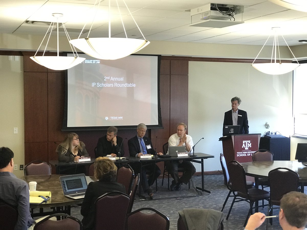 TAMUclip's tweet photo. Another great panel this morning! Rethinking IP and Cyberlaw w/ Henry Biggs, Tom Folsom, @Prof_Holland, and @221Betsy #IPSR2016 https://t.co/wSL92DyWtj