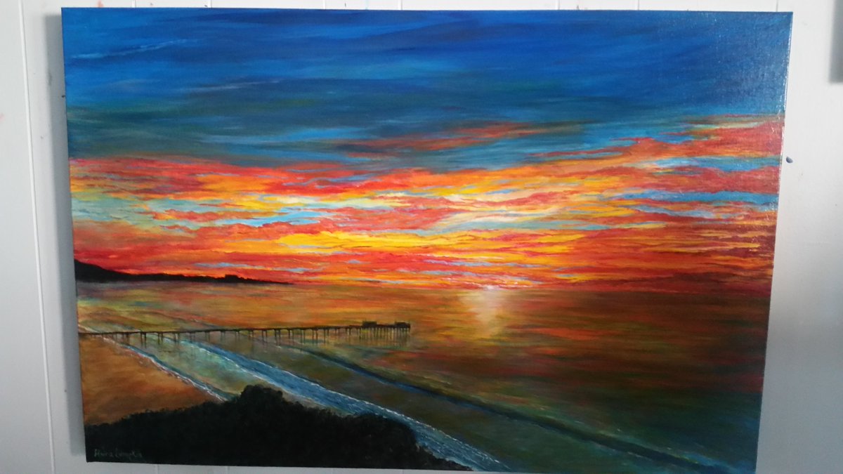 moirasart's tweet photo. painting I did of  Scripps pier La Jolla Ca..  24" x 36" https://t.co/E9N7nypct8