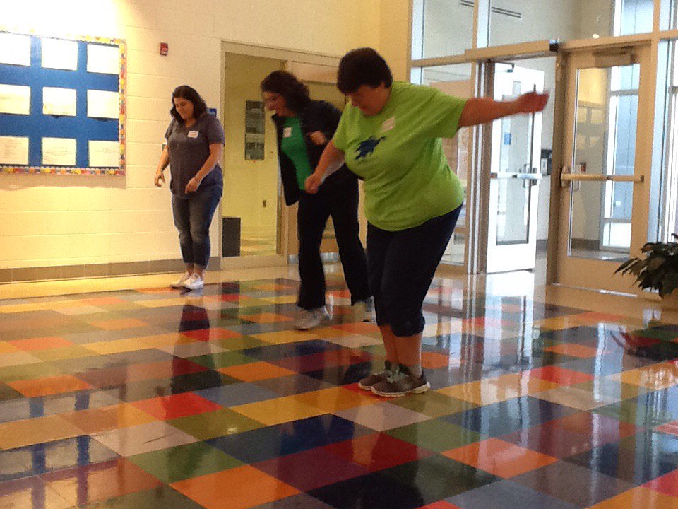 MissMillerAP's tweet photo. Can you go all the way across, stepping only on one color? These are the questions answered at #edcampcwv https://t.co/gLfUPxBn1R