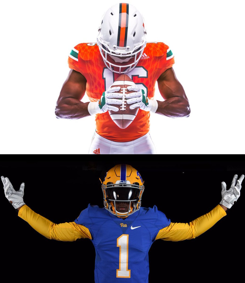 rotoworld_hoops's tweet photo. Who has the better uniform this weekend? RT for @Pitt_FB. LIKE for @MiamiHurricanes. https://t.co/18KpTpP0Iv