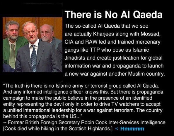 BedlamBeat's tweet photo. @BedlamBeat #G8Links #FFWars #FalseFlagWars #WW3 #ManufacturedDeception #ManufacturedWars
"There is no Al-Qaeda" (&amp; ISIS) - UKFS Robin Cook https://t.co/0CMd7axhoX