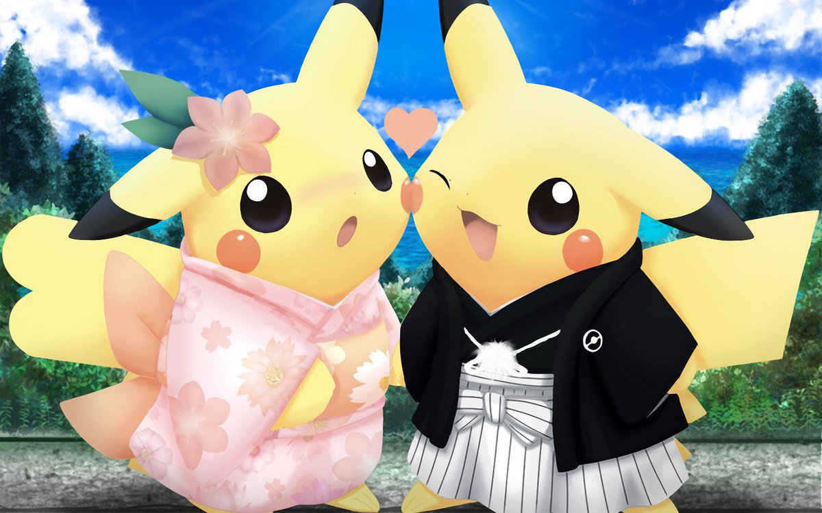 handmadegoogle's tweet image. Happiness ...Pikachu couple.