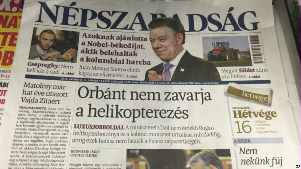 BBCWorld's tweet photo. Hungary's largest broadsheet paper Nepszabadsag shuts, as journalists blame government pressure 

https://t.co/JCS2YgK9FH https://t.co/MpghG5vpIp
