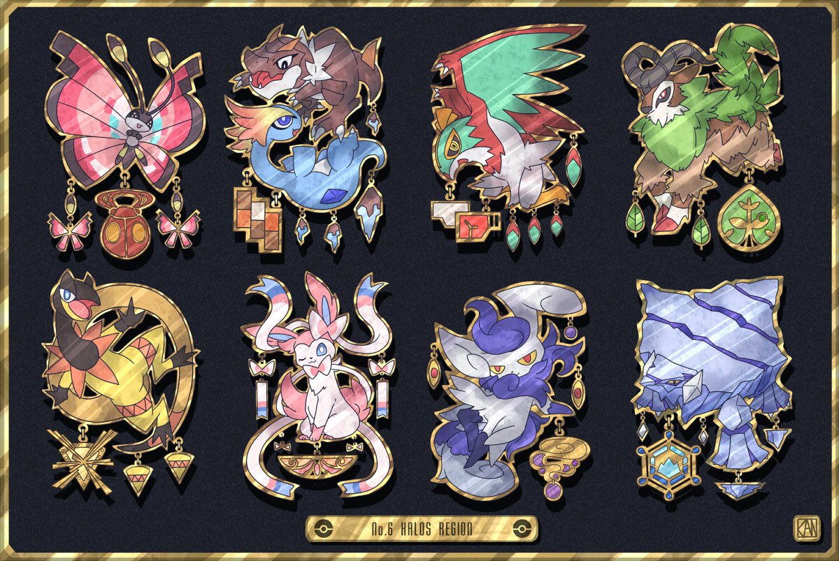 Mega_Arcanine1's tweet photo. The Kalos gym badges #GenerationVI #Pokemon20 https://t.co/gSl6XsuBYU