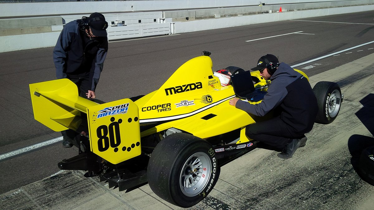USFPro2000's tweet photo. .@JoeBurtonHarris debriefing with @TeamPelfrey and @AndersKrohn @IMS #MRTI #TeamCooperTire https://t.co/PfG7guYRgs
