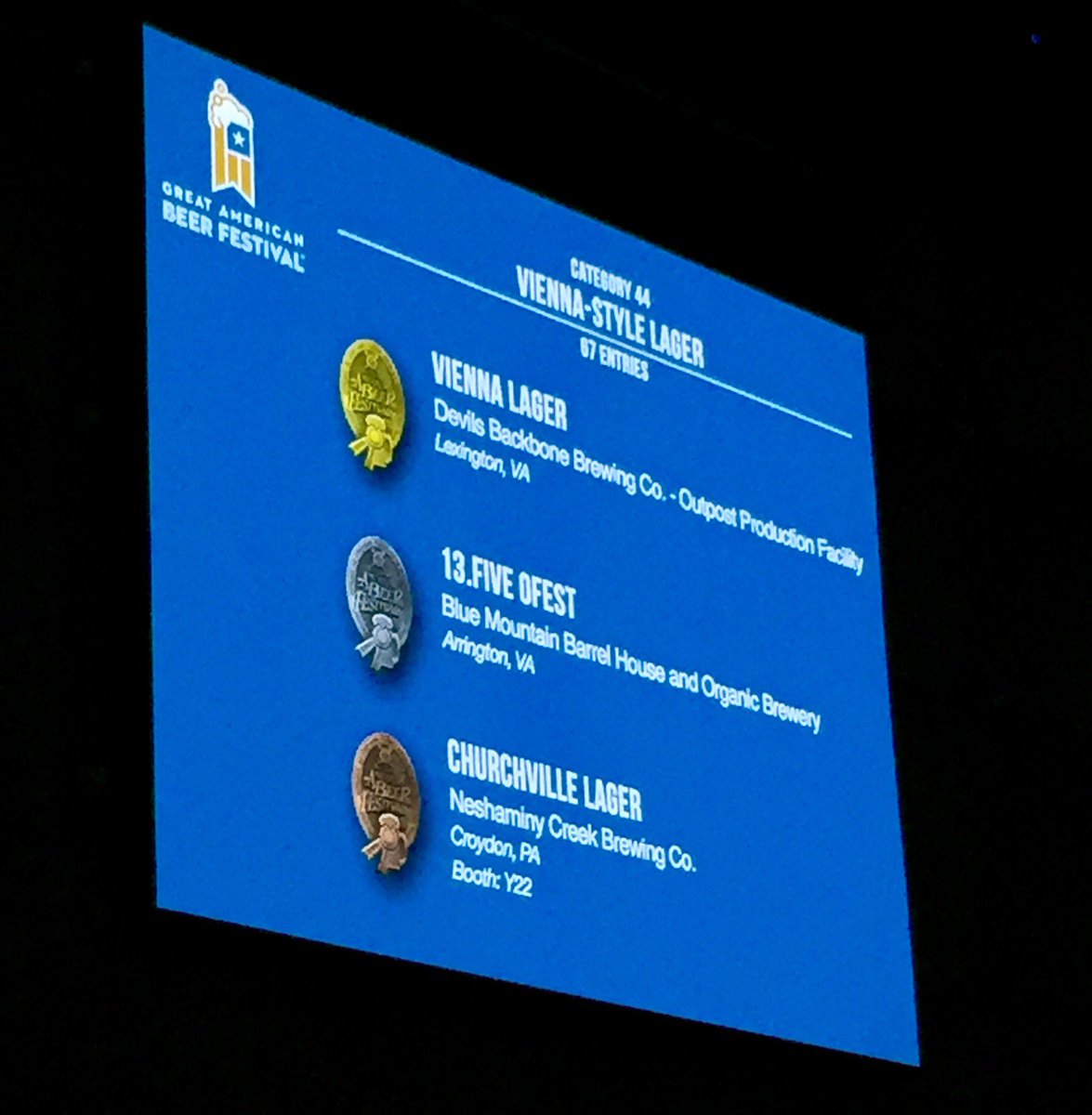 Tammy_Tuck's tweet photo. Nelson County tops Vienna-style lager category at #GABF - Gold medal for @dbbrewingco Vienna Lager, Silver for @BlueMtnBrewery 13.FIVE Ofest https://t.co/mGbBJCK1oC