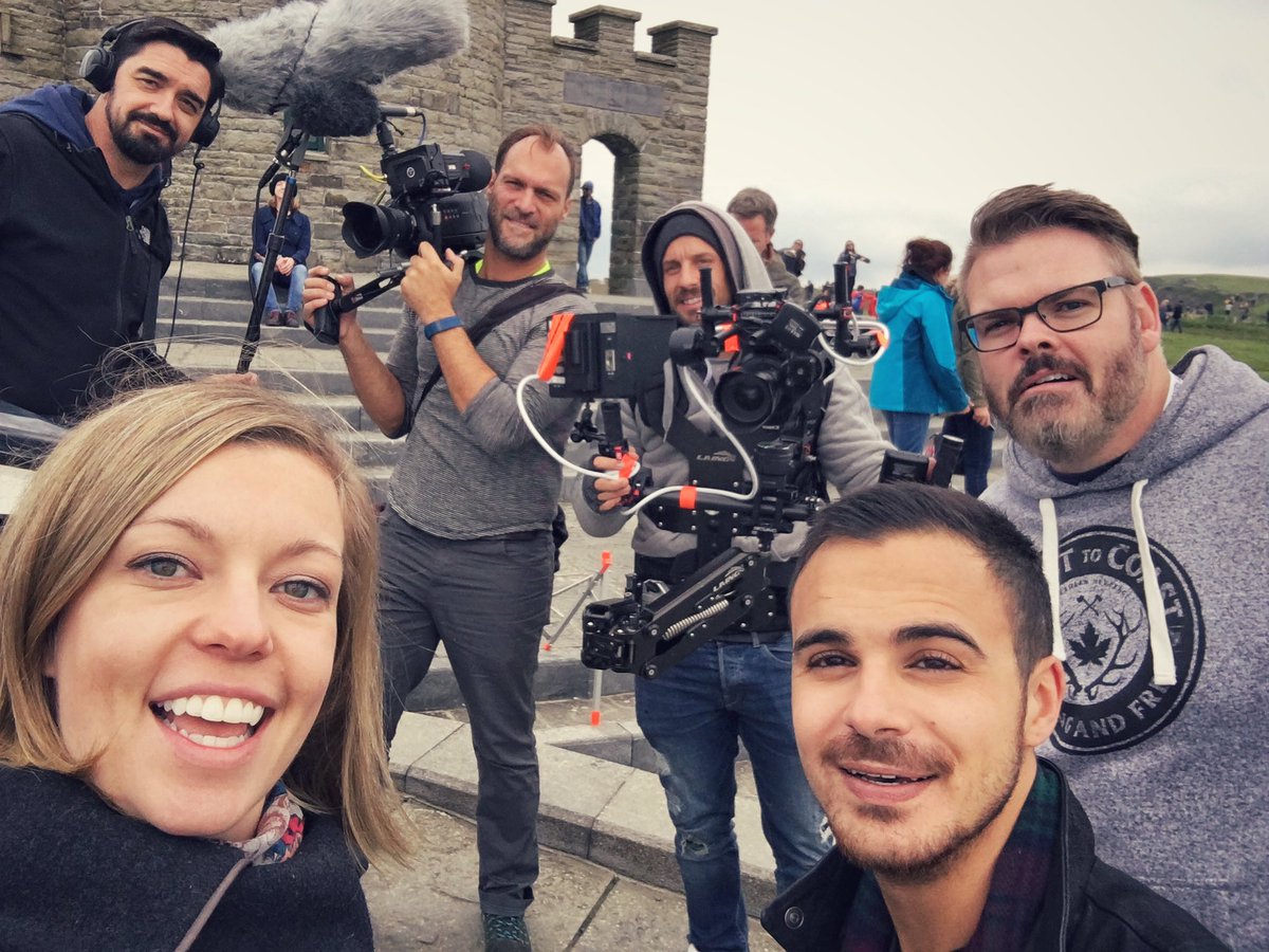 seeusoontravel's tweet photo. Crew selfie at the Cliffs of Moher! It's been a great week with these guys filming in #Ireland! 😀🎥 #Fabulocity #loveIreland https://t.co/eXUqJLbRtt