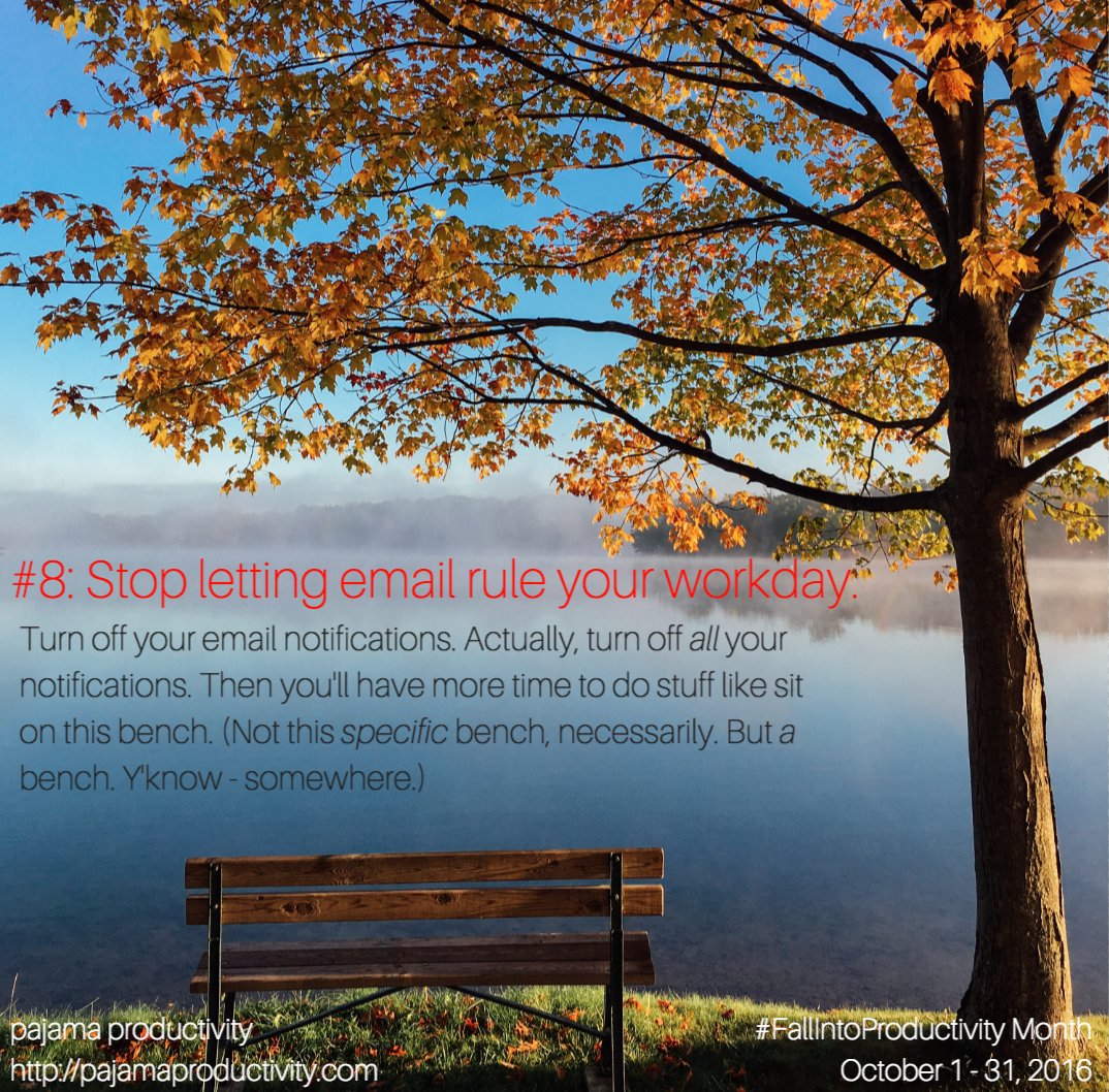 PJProductivity's tweet image. Week 2 of #FallIntoProductivity is all about #email wrangling! Today's tip: turn off ALL notifications. More here: is.gd/RbxoZo
