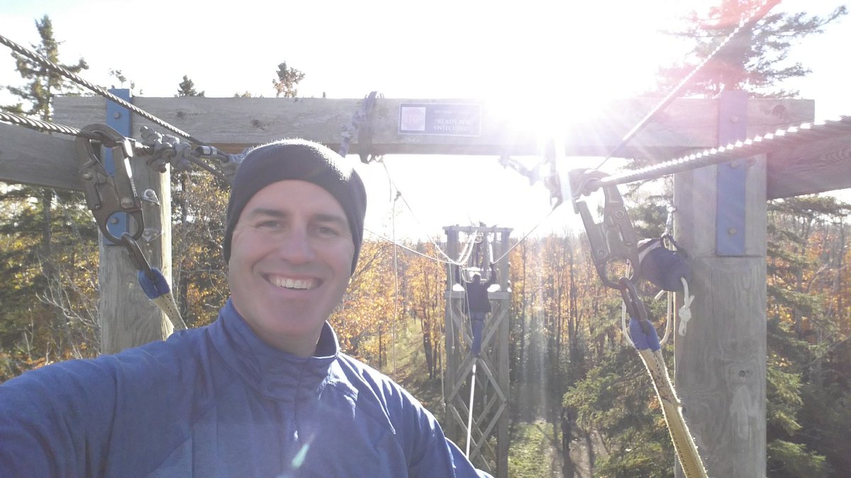coreydonovan's tweet photo. Sky walking on the Wolf Ridge high ropes course at #CampCoCo https://t.co/vIA07RBsHu