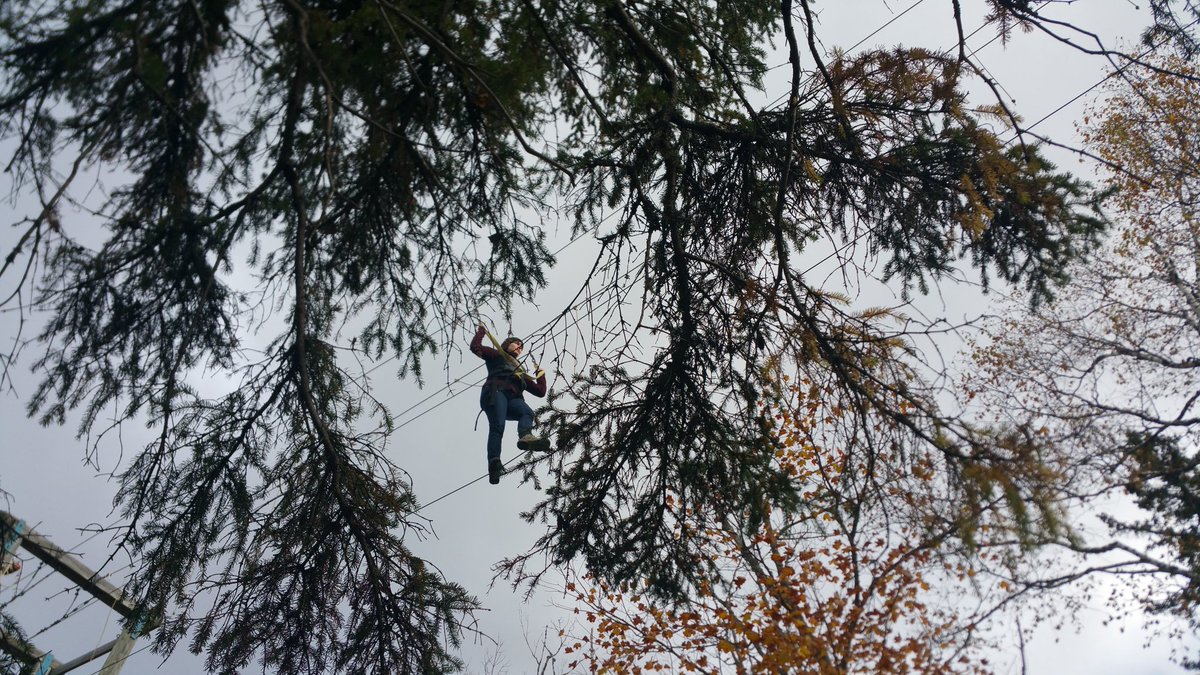 coreydonovan's tweet photo. Sky walking on the Wolf Ridge high ropes course at #CampCoCo https://t.co/vIA07RBsHu