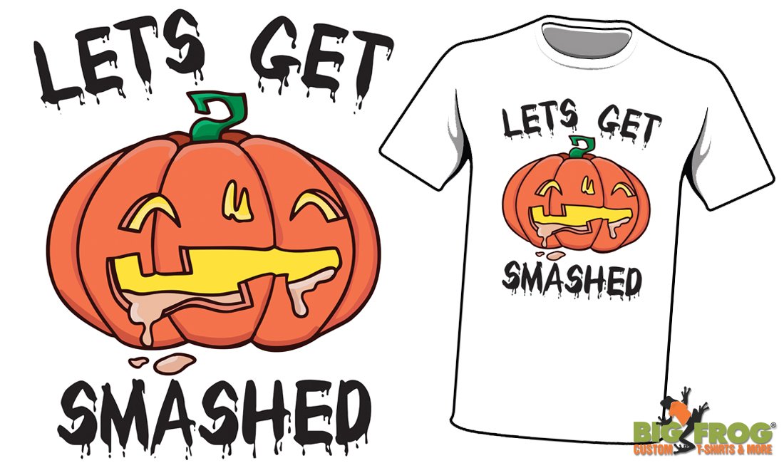 Need a t-shirt for Halloween? Get a last minute costume within 24 hours! #letsgetsmashed #halloween #trickortreat #pumpkin #smash