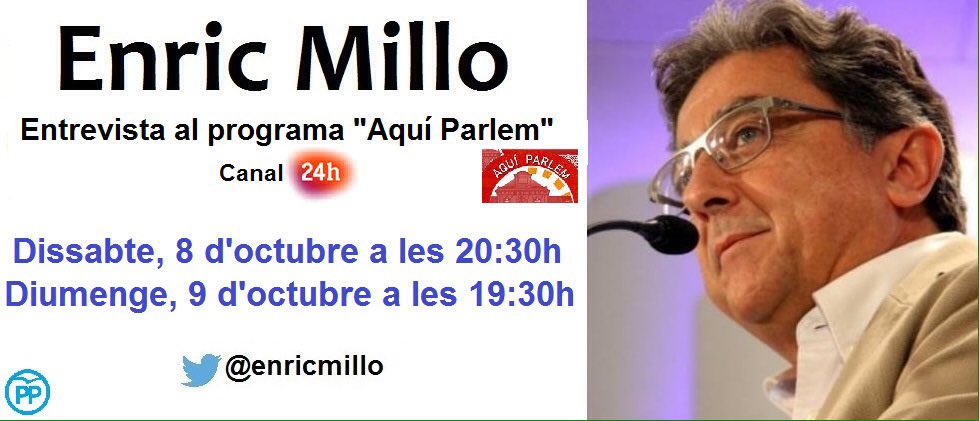 EnricMillo's tweet photo. Os invito a ver la entrevista en 24H de TVE . @PPCatalunya https://t.co/qWyLk0RMG5