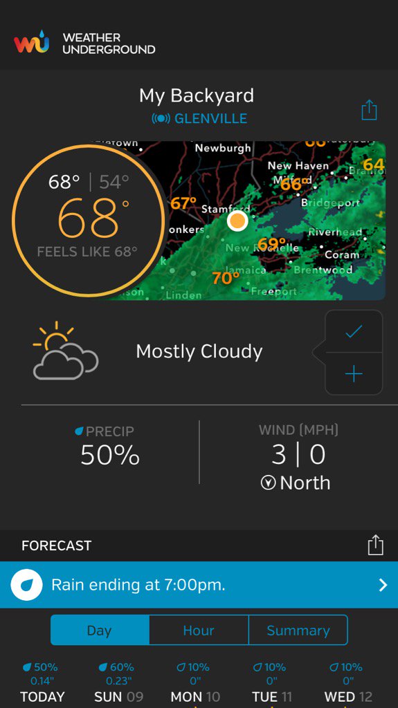 Weather for Greenwich, CT — via <a href="/wunderground/">Weather Underground</a>. Download: bit.ly/WUShareTW
