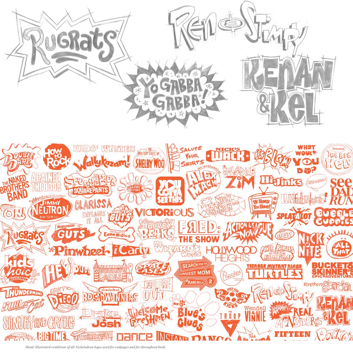 Behance's tweet photo. A history of @NickelodeonTV, told in logos: https://t.co/84L5r6nJim https://t.co/mCMGjnLPxX