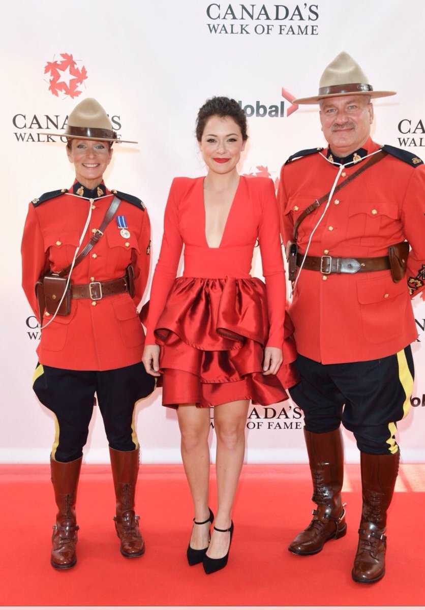 O CANADA: <a href="/tatianamaslany/">‏َ</a> sets the <a href="/CWOFame/">Canada’s Walk of Fame</a> red carpet ablaze in a GRETA CONSTANTINE signature, our sharp-shoulder Trixie dress.