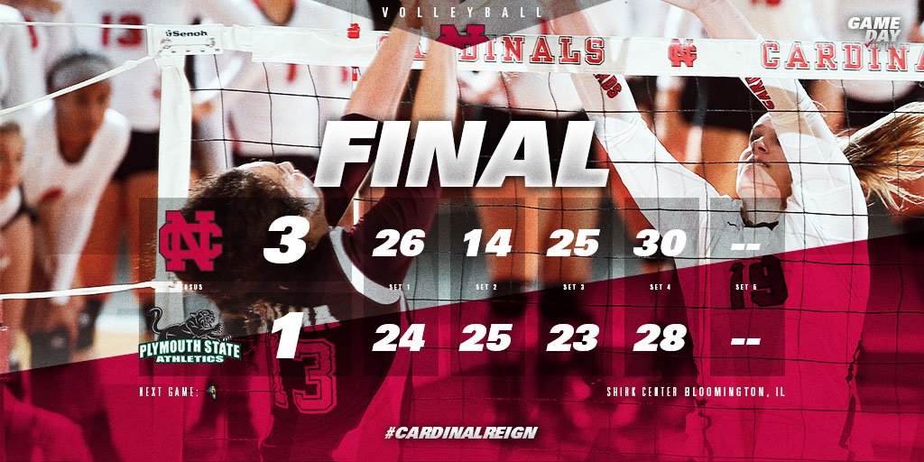 .<a href="/NCCVolleyball/">Karen Bunkenburg</a> goes 2-0 in final day of Barker Chevrolet Classic, finishing day with 3-1 win over Plymouth State! #WeAreNC #CardinalReign