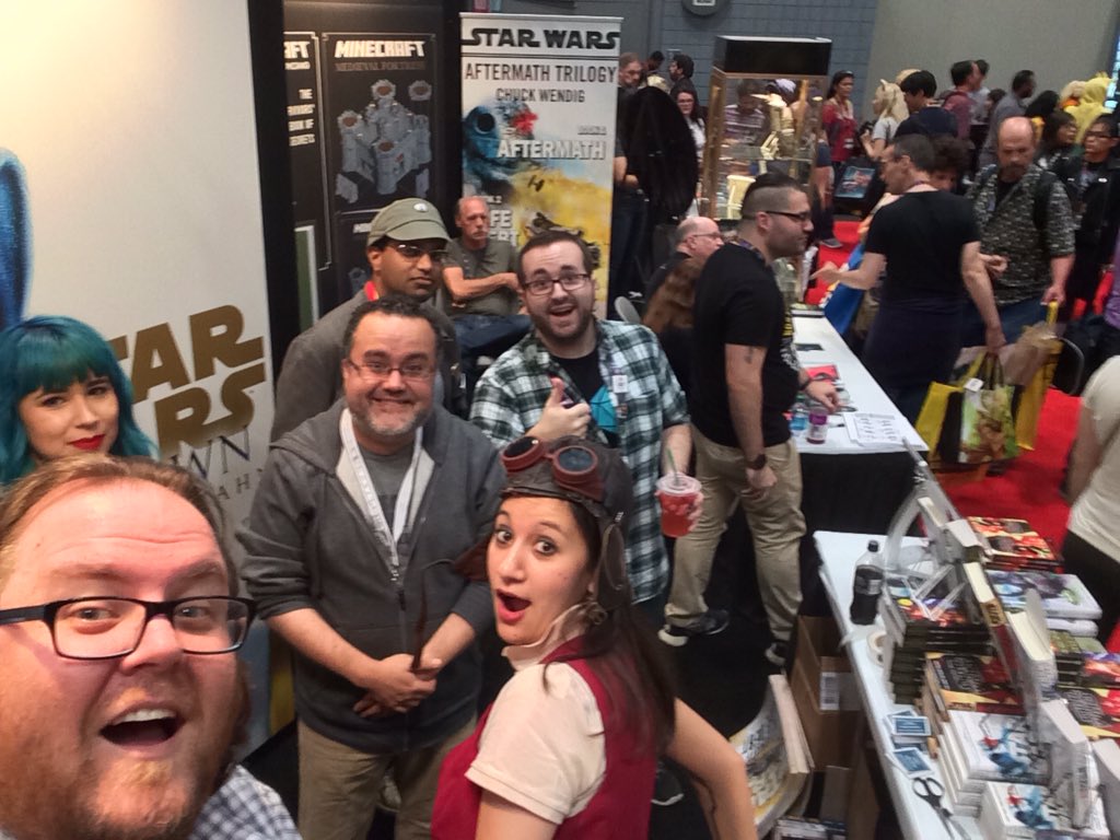 StarWarsByRHW's tweet photo. It's @SW_Celebration #NYCC2016 #Booth2108 Luceno, Zahn, @ChristieGolden @AMANDAJEANNN @pablohidalgo @chaosbria @admiraljello @mike_audette https://t.co/Hp8fCJI2Ih