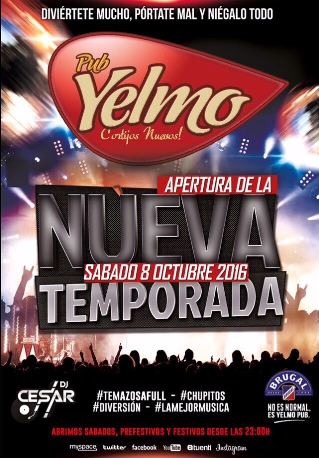 YelmoPubCN's tweet photo. LLEGÓ EL DIA!!! Esta noche abrimos nuestras puertas!!
#CesarDj #YelmoPubVuelve
#TuRollo #TuAmbiente #NoEsNormalEsYelmoPub Estás invitad@!! https://t.co/GLt8iuYEdU