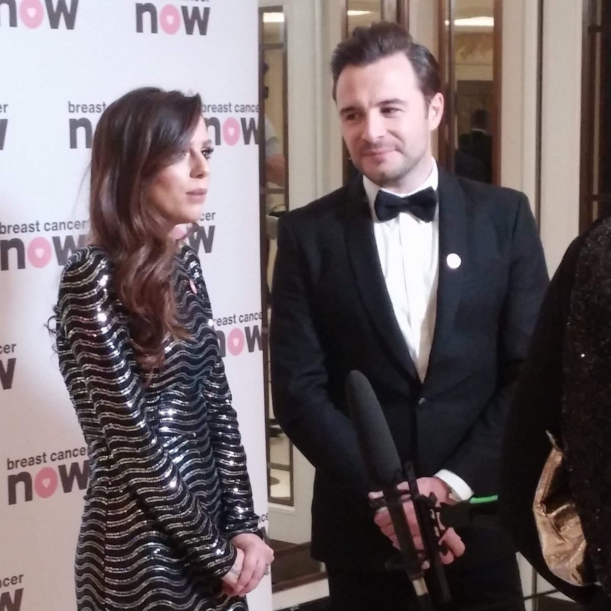 BCCare's tweet photo. Here's @CherLloyd and @ShaneFilan being interviewed together at the #PinkRibbonBall just now. https://t.co/pmSwAJUaLC