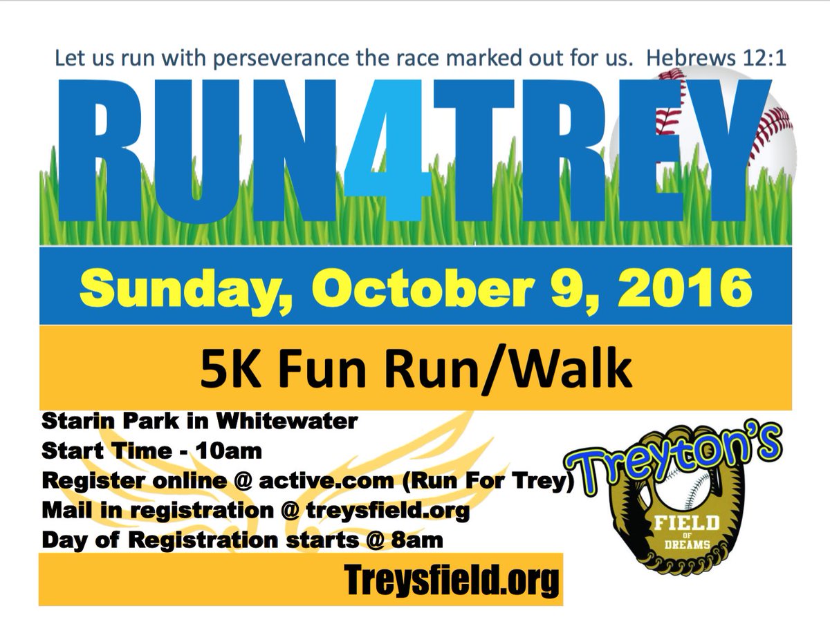 TreysField's tweet image. This amazing run is tomorrow!There will be face painting and The Treyton Ninja Warrior Obstacle Course-And The Racing Sausages!! Fun for All