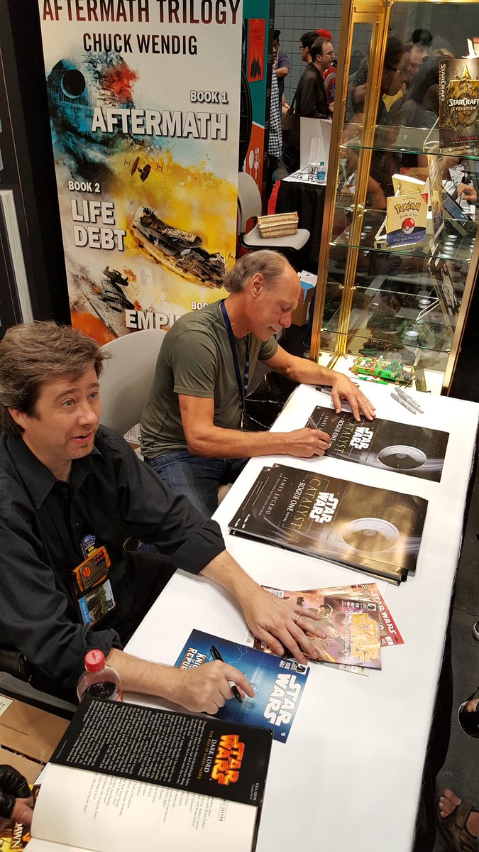 StarWarsByRHW's tweet photo. It's @jjmfaraway and James Luceno. Signing together at #Booth2108 https://t.co/zuRlwLDCqQ