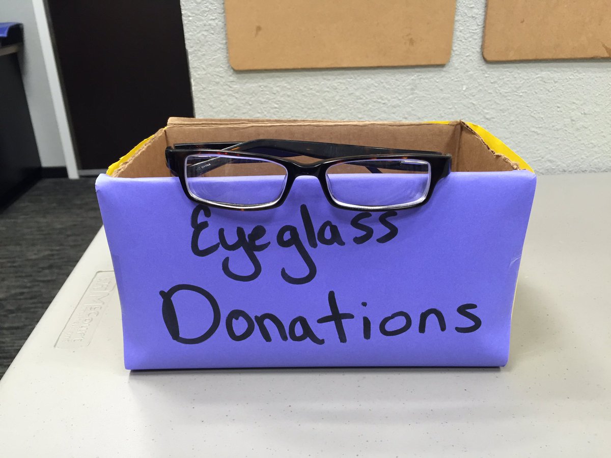 EmilyChrls's tweet photo. We set up our glasses donation box today! Our team members have already started filling it! #HandsOnHamptonality https://t.co/7ki5qzsvZf
