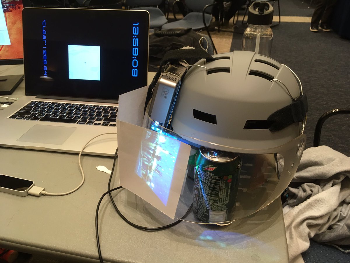 benhsmith13's tweet photo. Our AR helmet, code name project robocop. #Hackustate2016 https://t.co/rYVO5W4n1j