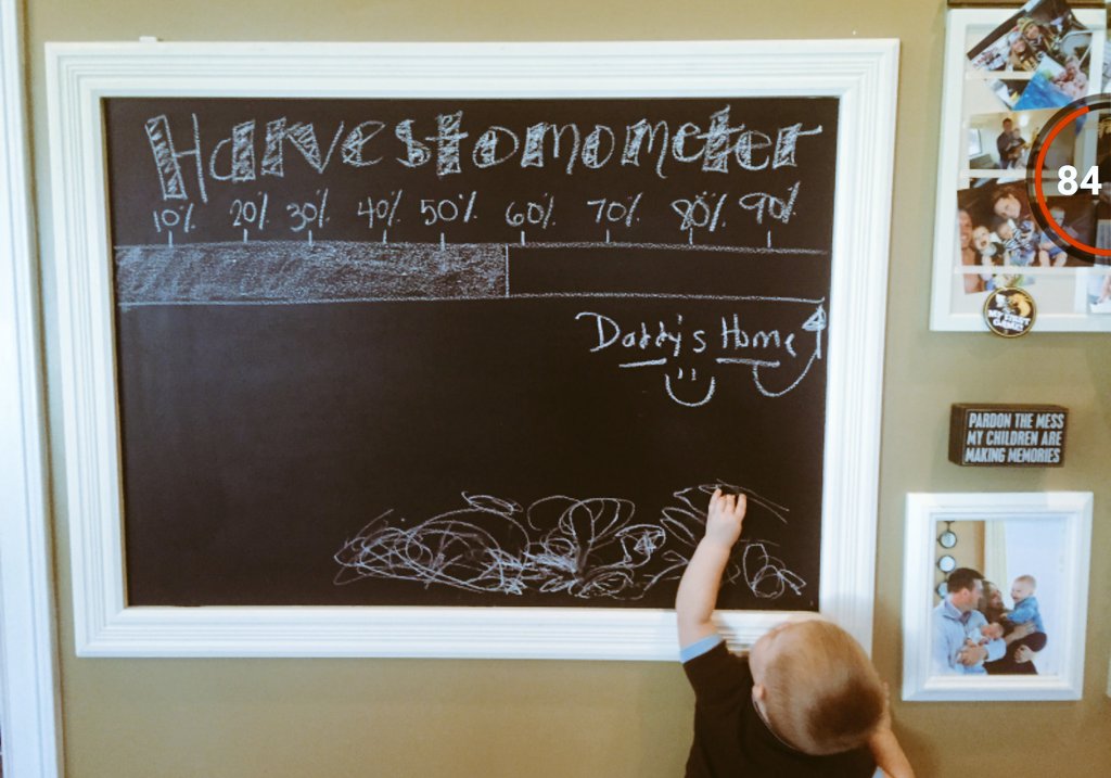 jasonmauck1's tweet image. Wife needed to know exactly how much longer she would be a single mom.

#forwardprogress
#harvestomometer