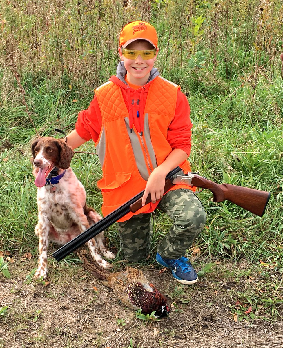 TheCabinLifeWI's tweet photo. Proud day when your youngster shoots his first bird. @pheasants4ever #brittanysforever #birddoggin @winchester #startemyoung @MossbergCorp https://t.co/8nELg8D90M