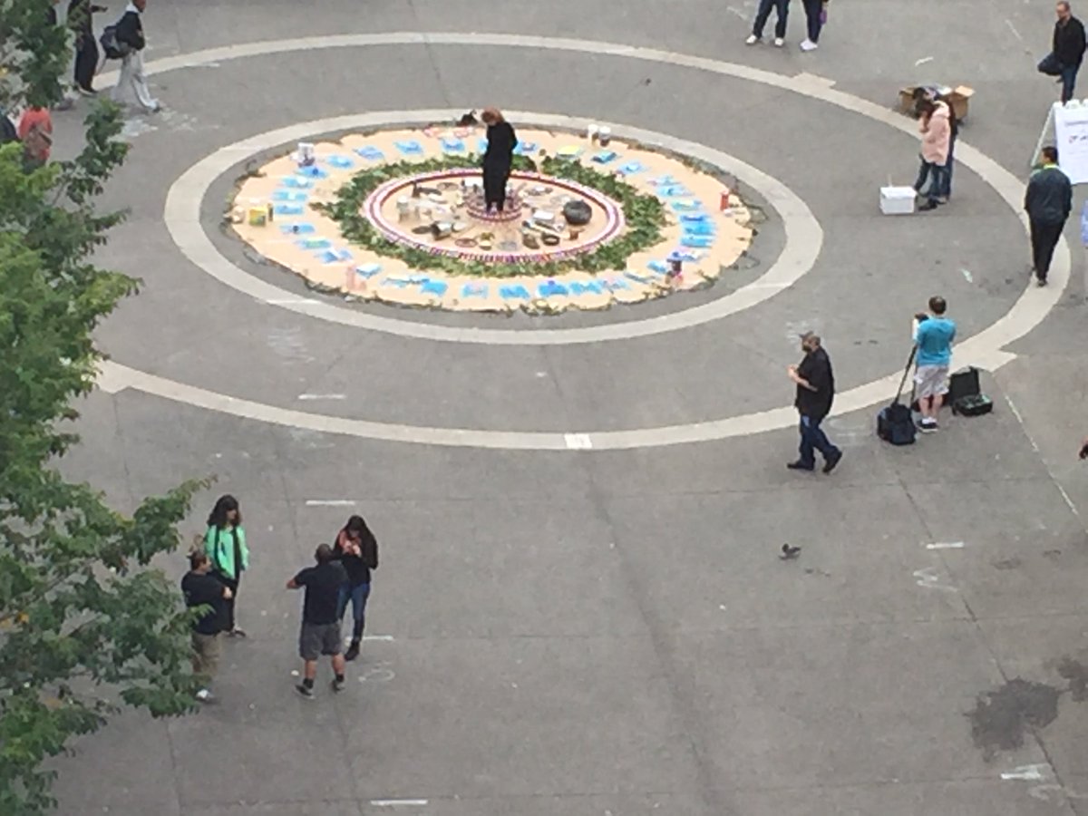 The Consumandala is about to be consummated, in #marketsquare. Everyone can take stuff. People are calling dibs on the <a href="/heinzketchup/">heinzketchup</a>