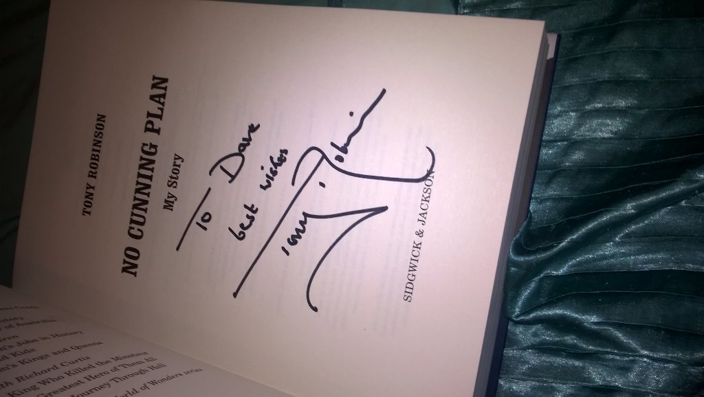 badtastedave's tweet image. So that's my new signed book. Rather happy #TonyRobinson#Birmingham#blackadder#turnip#