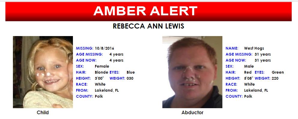 GaryDetmanNews's tweet photo. #BREAKING Amber Alert issued for missing 4-year-old girl from #Lakeland, Rebecca Lewis. https://t.co/gjlL48FP48 https://t.co/UrPFYVHnN7