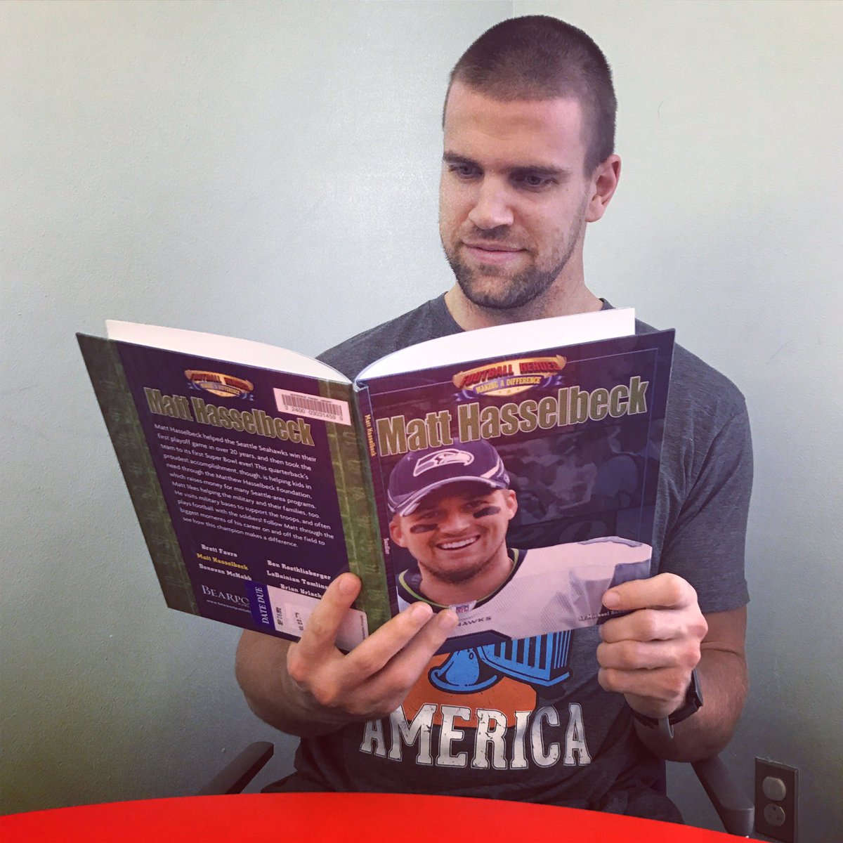 Coby's tweet photo. Doing some reading on the bye week. @Hasselbeck, I'll make sure to put in a good word with @ALBookClub! https://t.co/fEFlu8Nkfw