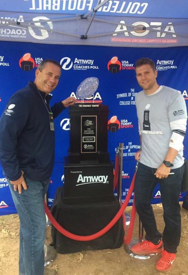 With Brian Leonard, <a href="/RFootball/">Rutgers Football 🪓</a> and NFL RB and the <a href="/CoachesTrophy/">Coaches Trophy</a> w/ a sideline pass for the game! I might give Harbaugh a few suggestions...