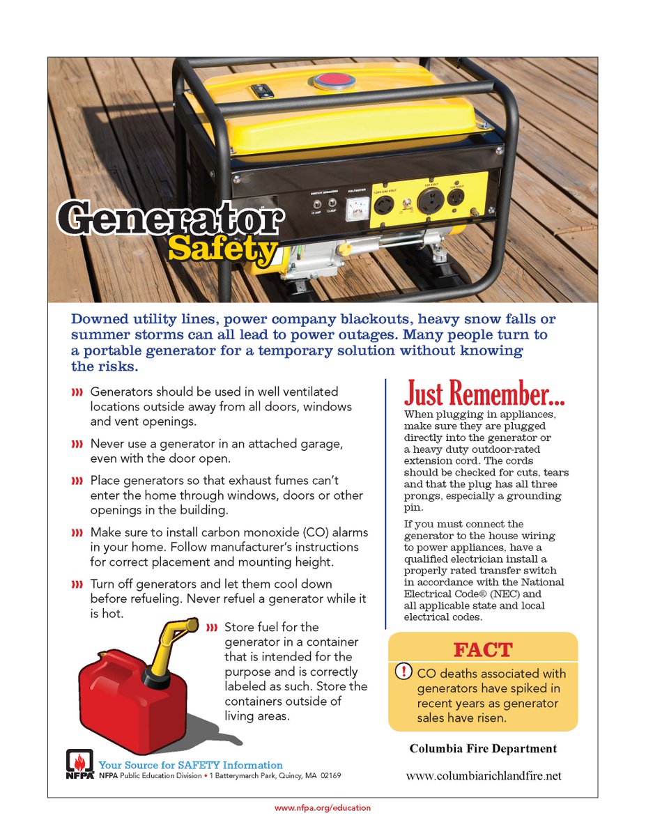 #TheCFD follow Governor <a href="/nikkihaley/">Nikki Haley</a> advise-don't operate #generator inside homes/garages #carbonmonoxide poisoning #Matthew #scnews