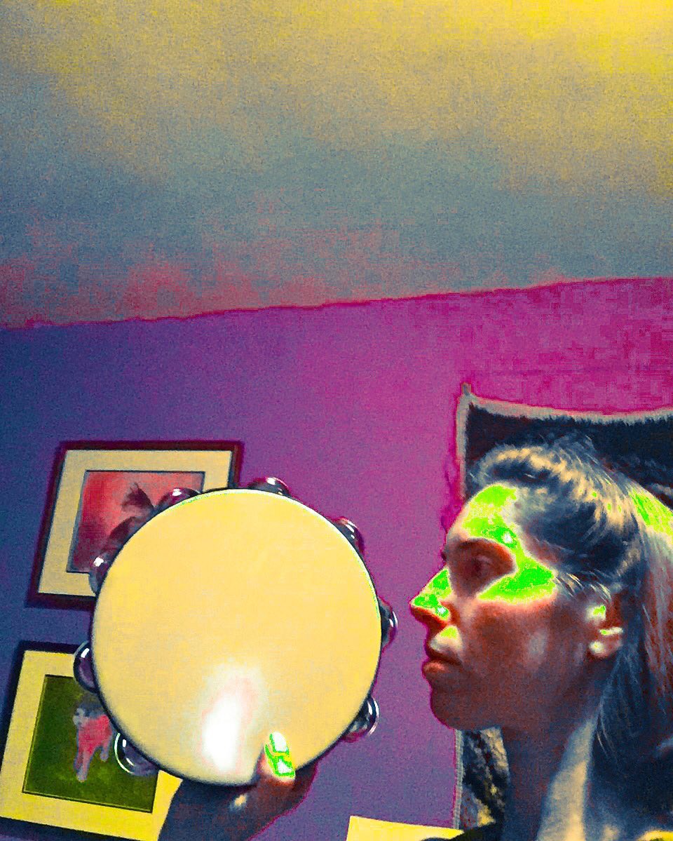 shannonhurley's tweet photo. Serious tambourine selfie whilst recording a new song. #Studio #UltraPop #UltraPopApp #Tambourine #Vaporwave https://t.co/PUz3QJjodo