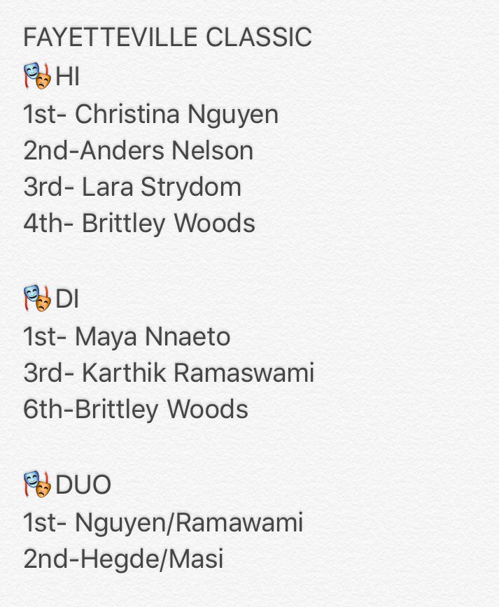 alpha__drama's tweet photo. Congratulations to our Alpharetta Speech team for a great tournament at Fayetteville! https://t.co/DYTE9DeBFW