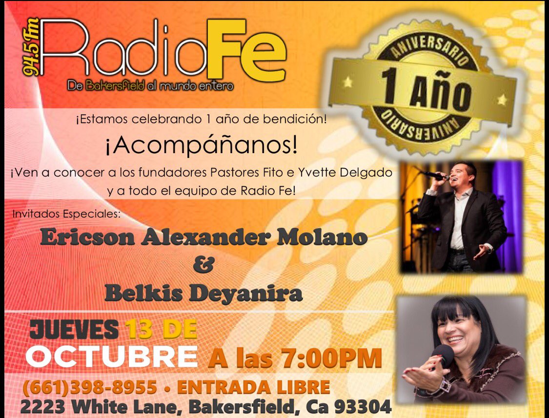 RadioFe945's tweet photo. ¡¡¡ Ya se aproxima !!! Tiempo para celebrar!! ¿Cuantos estarán presentes? https://t.co/dEaeLocZtm