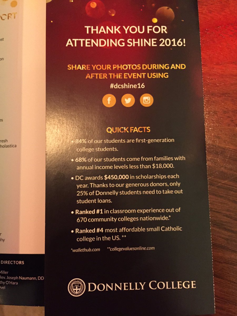 KCKChamber's tweet photo. Definitely an inspiring night at the #dcshine16 event! Here are some quick facts about @DonnellyCollege in #KCK #KCKaGoodPlace2Be https://t.co/QyNsJYgTIt